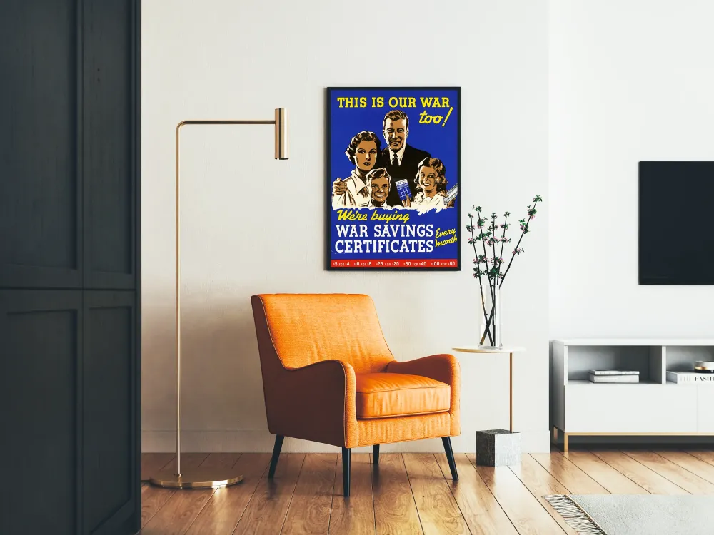 Wintage plakat mobilizacyjny do certyfikatów oszczędnościowych na wojnę