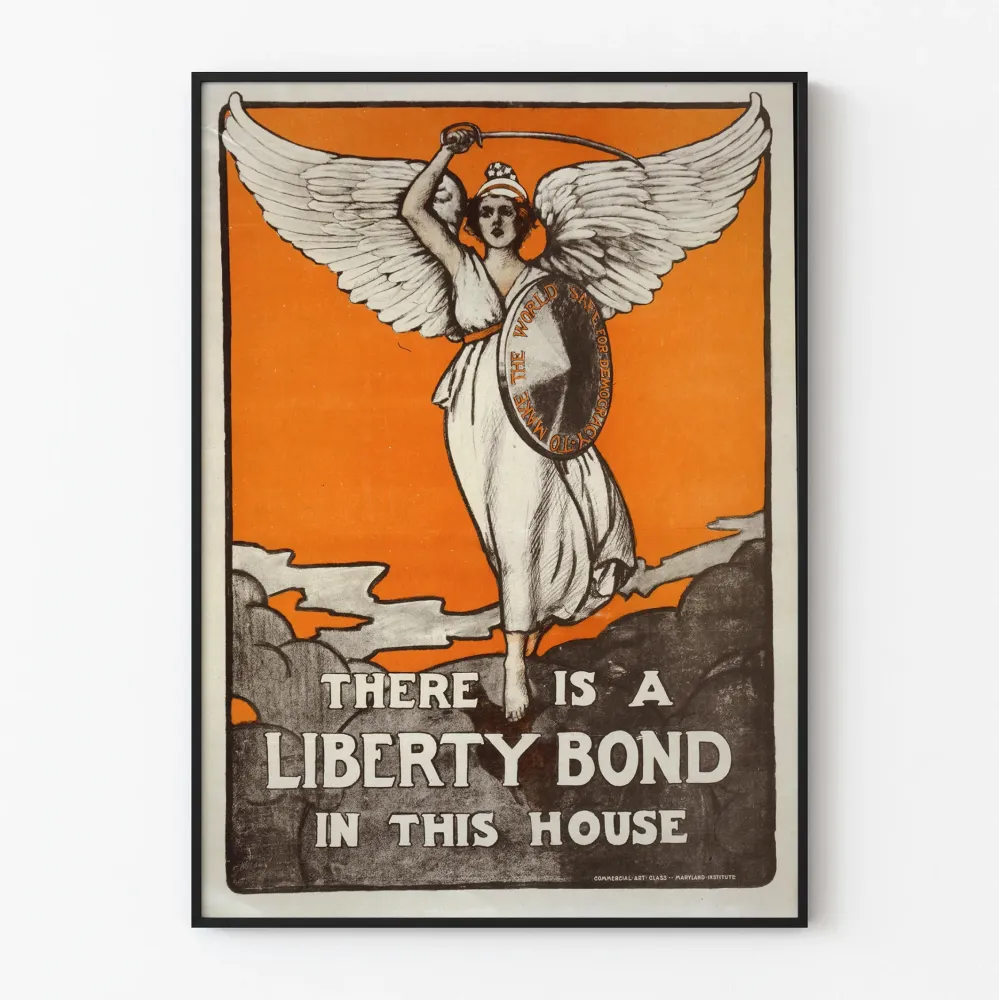 Wintage plakat obligacji Liberty do patriotycznej dekoracji ściennej
