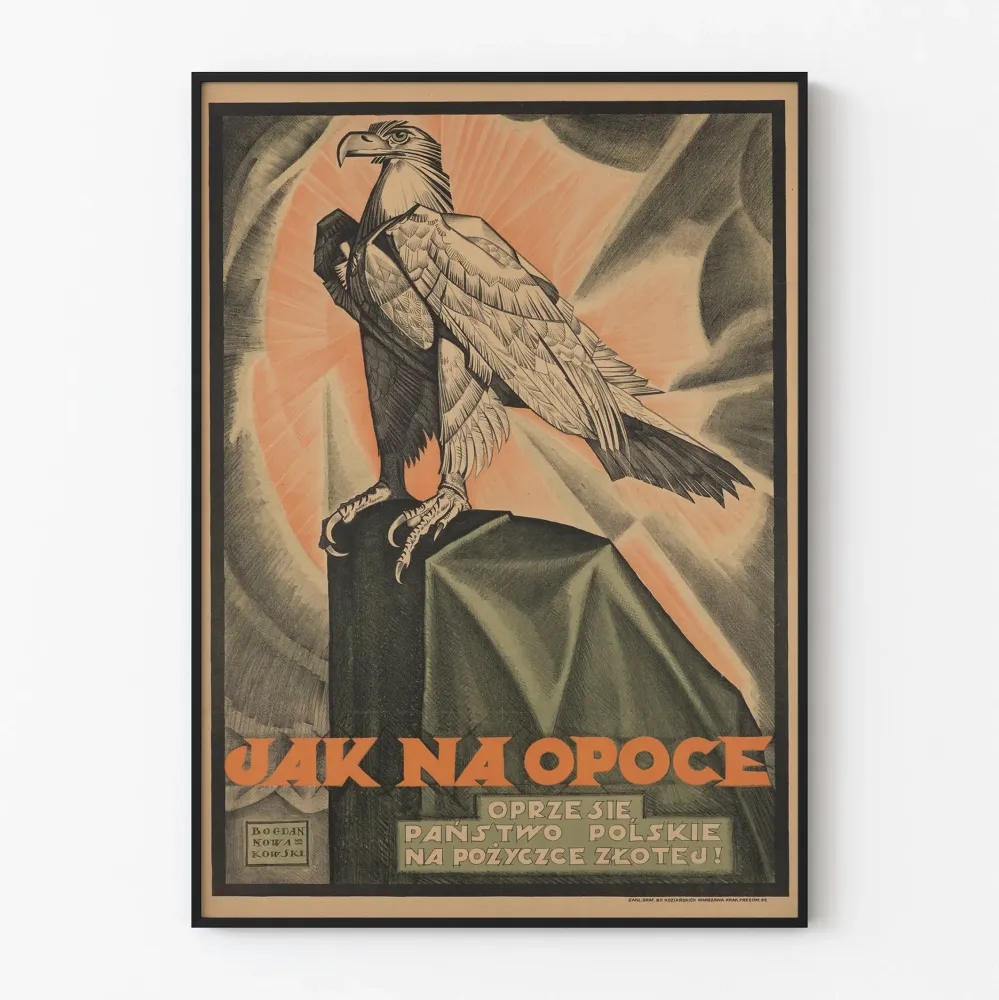 Wintage plakat patriotyczny z orłem na kamieniu