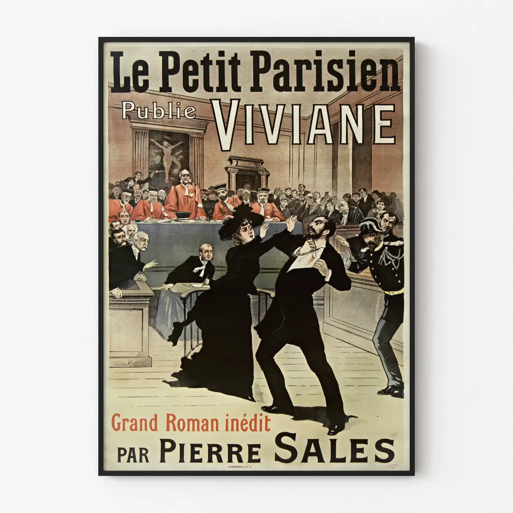 Wintage plakat Le Petit Parisien Viviane - Wielki niepublikowany romans Pierre Sales