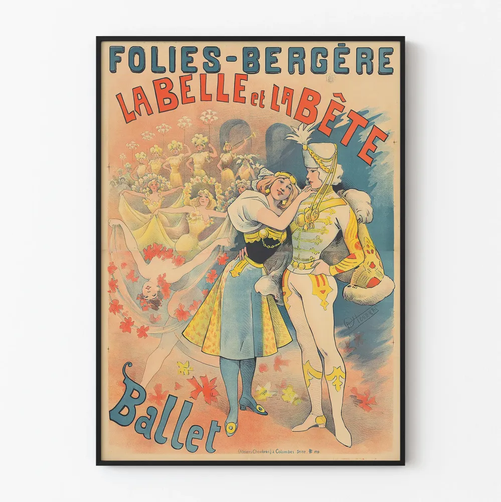 Wintage plakat Piękna i Bestia - Folies Bergère - Plakat dekoracji ściennej teatru