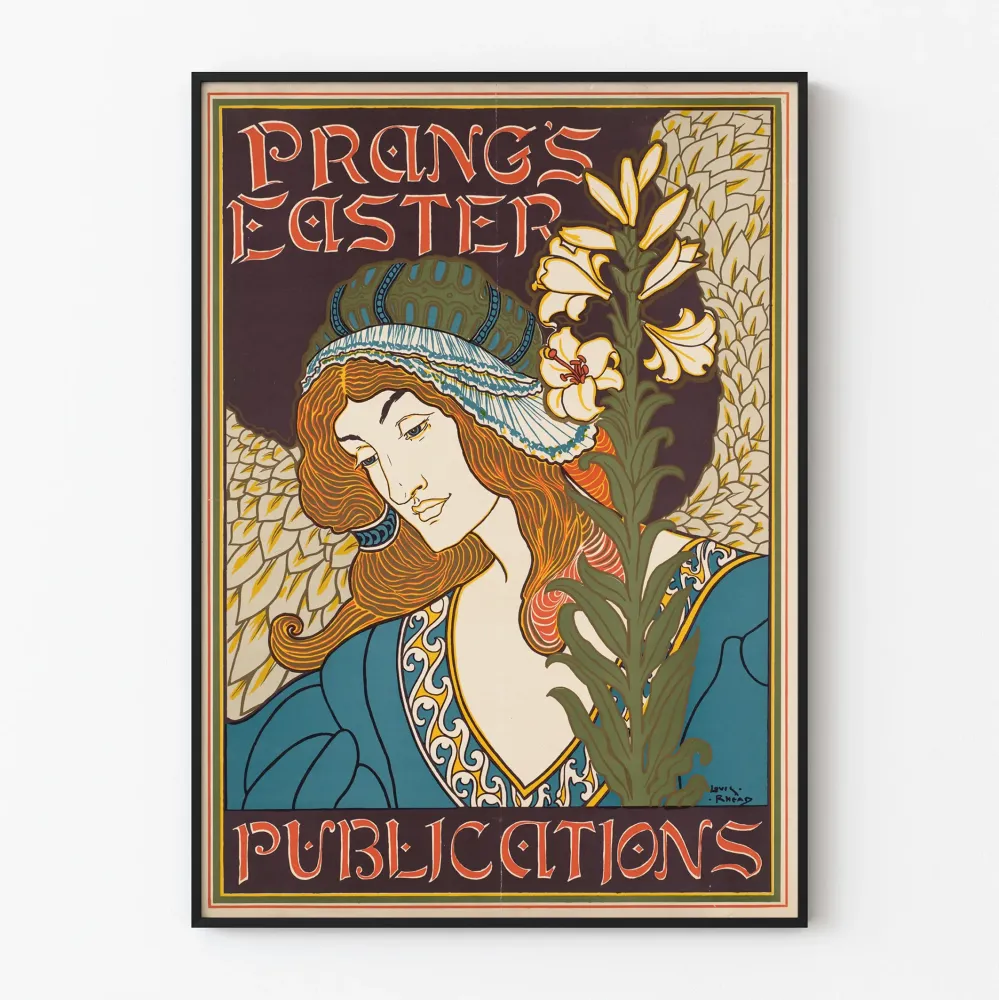 Wintage plakat Prang's Easter Publications do dekoracji ściennych