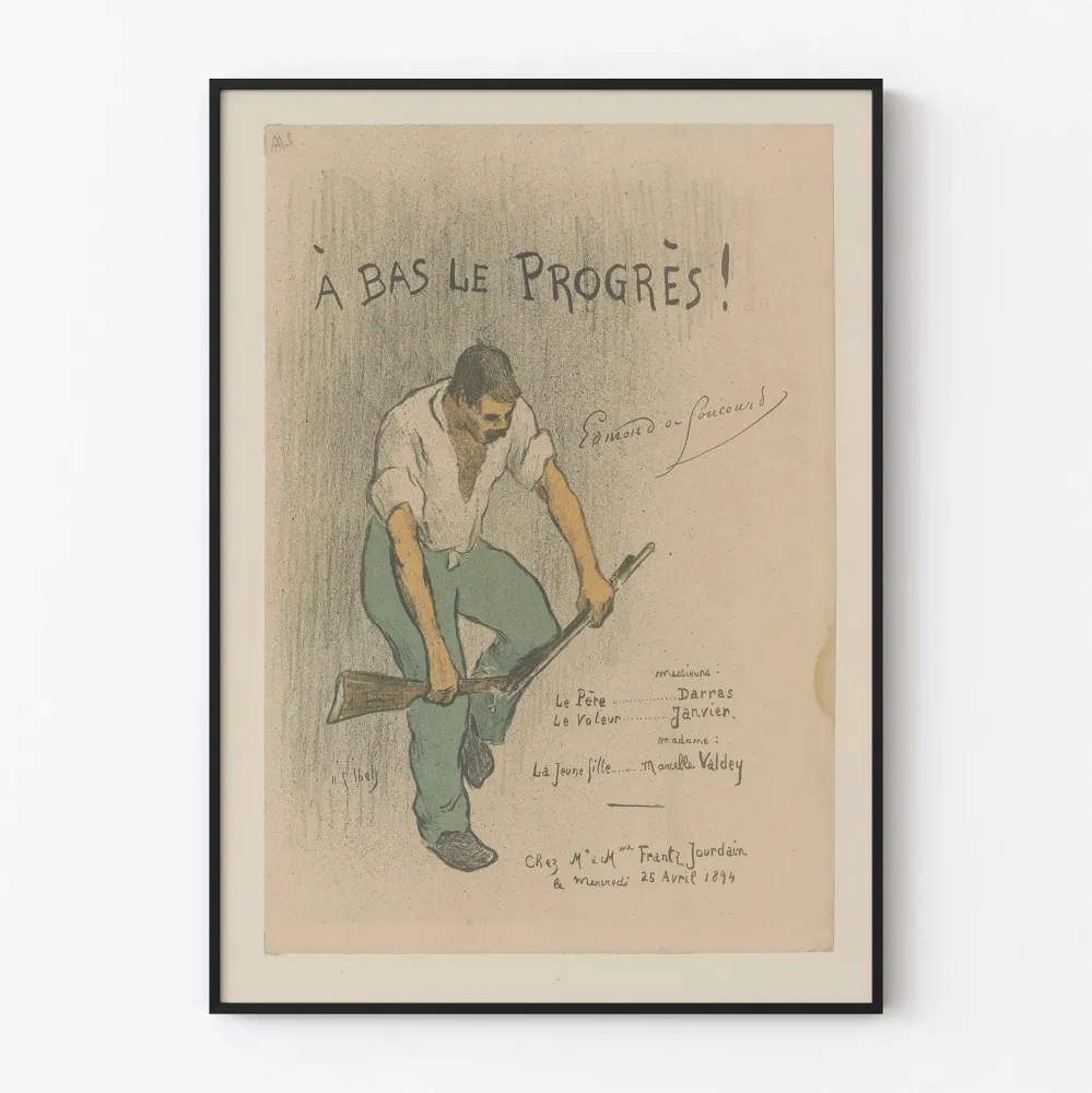 Wintage plakat "Precz z postępem" do dekoracji ścian