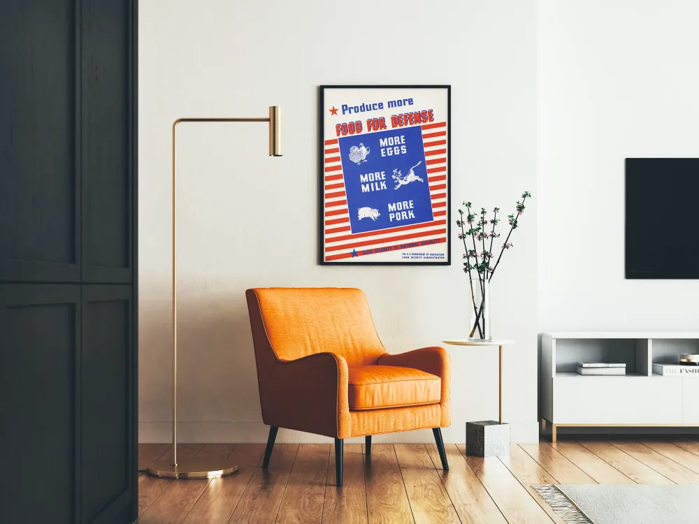 Wintage plakat o produkcji żywności dla bezpieczeństwa narodowego