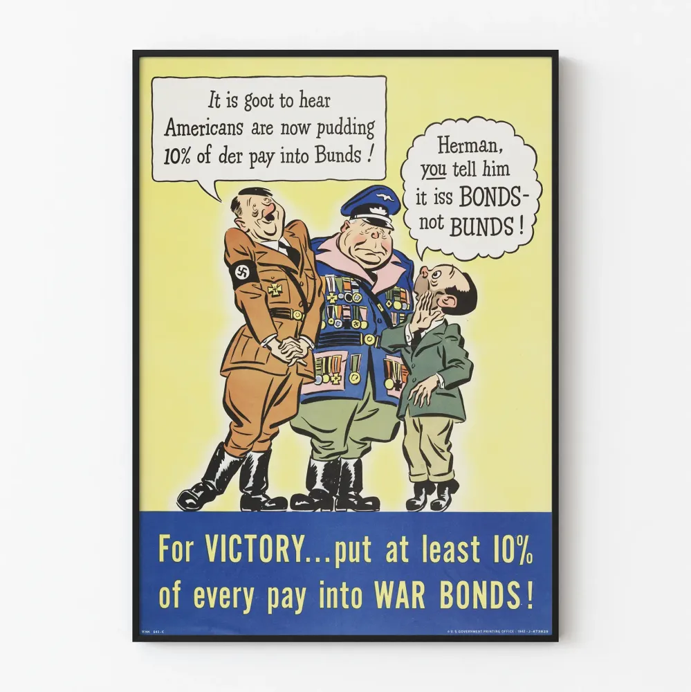 Wintage plakat promujący obligacje wojenne - Historyczna dekoracja ścienna