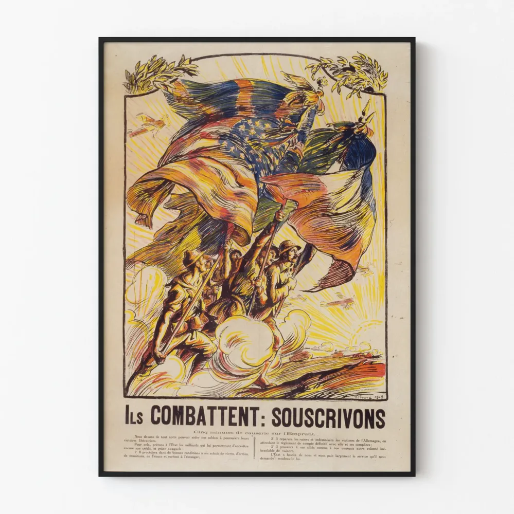Wintage plakat propagandowy o charakterze zaangażowanym „Oni walczą: Zapisz się”