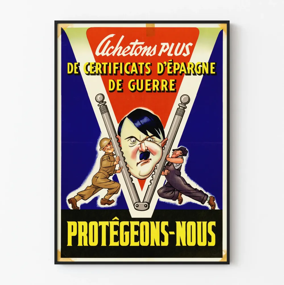 Wintage plakat propagandowy Kupujemy więcej certyfikatów oszczędności wojennych