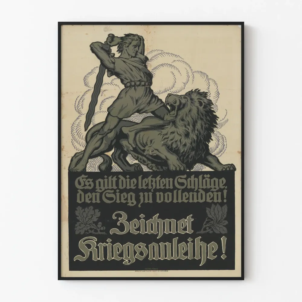 Wintage plakat propagandowy niemiecki Wojna i Zwycięstwo
