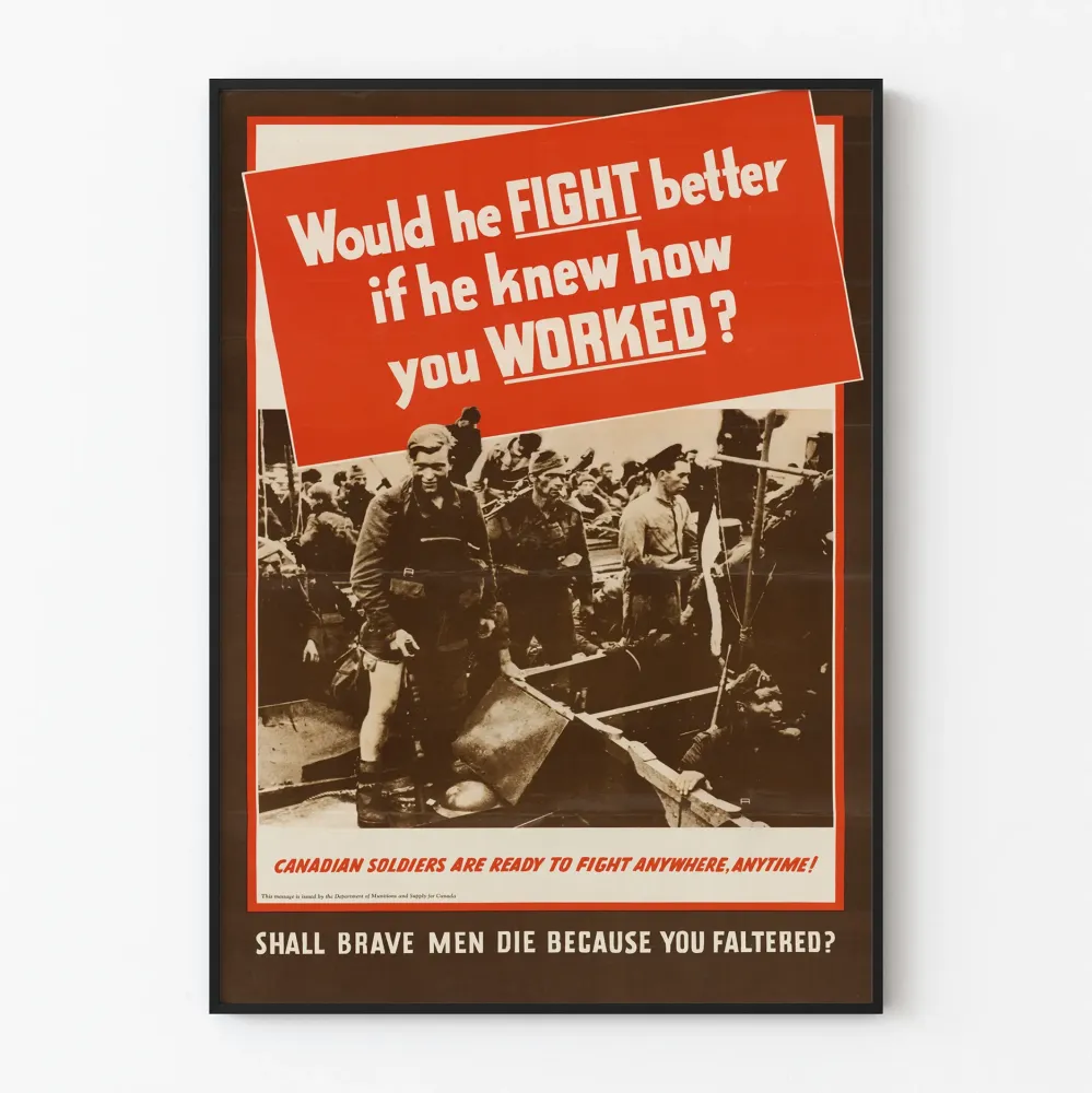 Wintage plakat propagandy wojskowej kanadyjskiej - Czy On Walczył Lepiej?