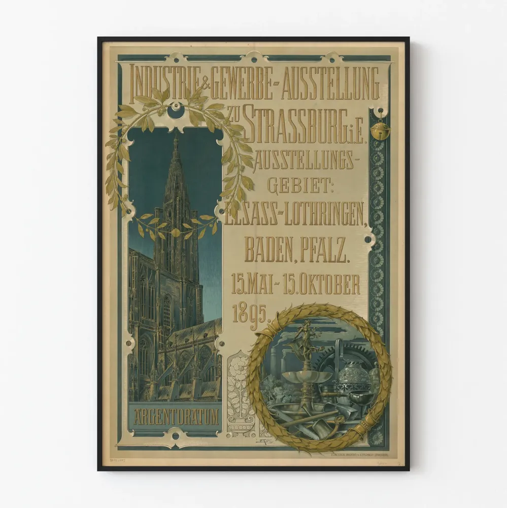 Wintage plakat Przemysł i Rzemiosło, wystawa w Strasburgu 1895