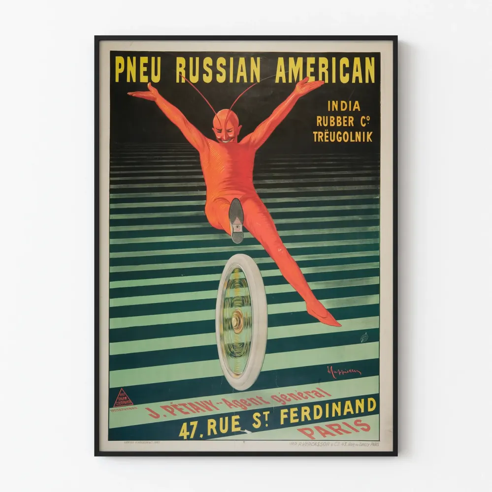 Wintage plakat reklamowy opon rosyjsko-amerykańskich