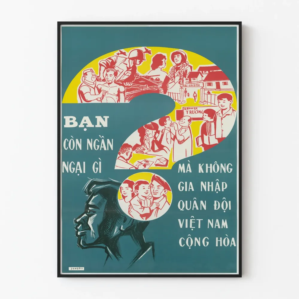 Wintage plakat rekrutacji wojskowej wietnamskiej do dekoracji ściennej