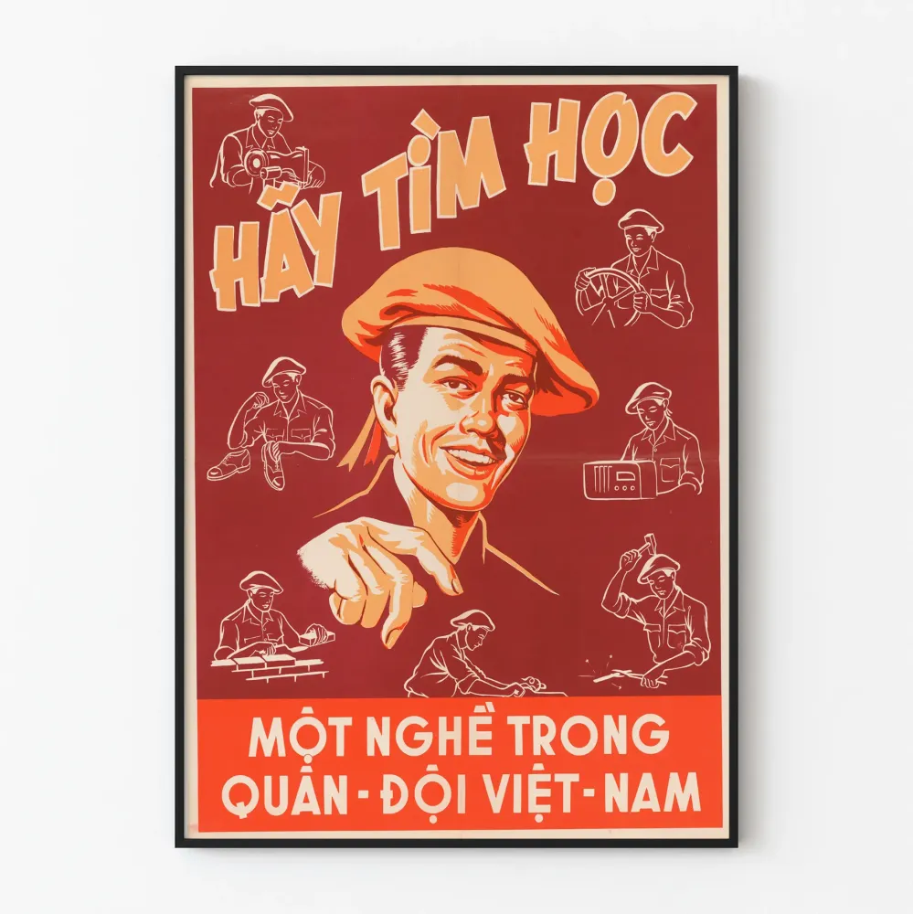 Wintage plakat rekrutacji wojskowej wietnamskiej do dekoracji ściennej