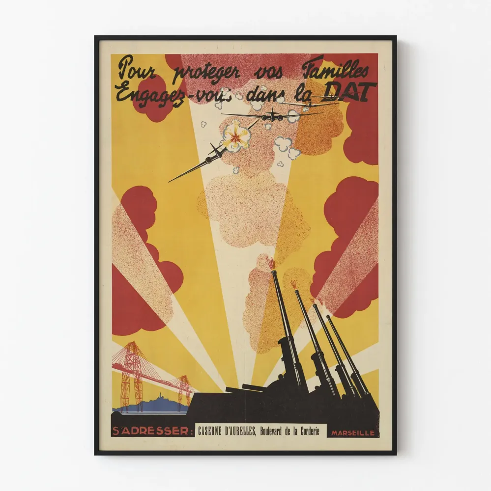 Wintage plakat rekrutacyjny do obrony powietrznej DAT Vichy