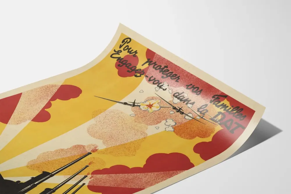 Wintage plakat rekrutacyjny do obrony powietrznej DAT Vichy