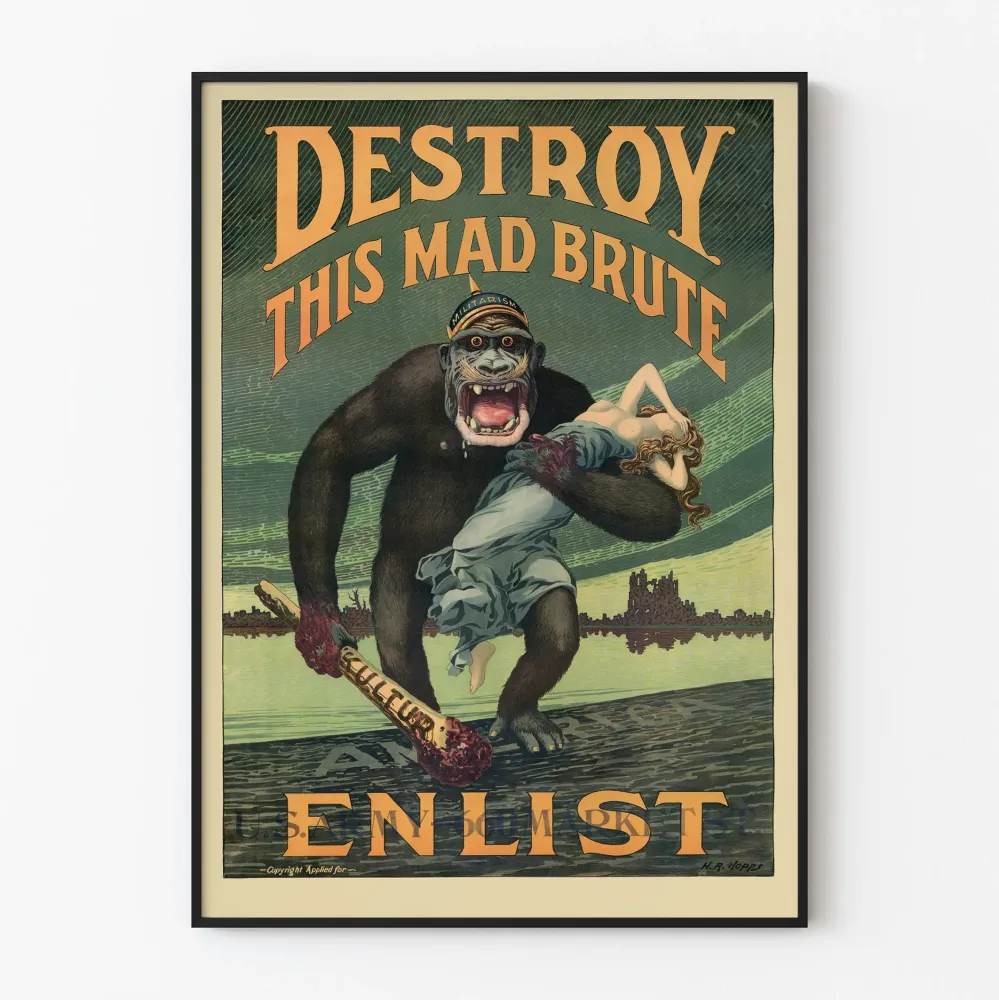 Wintage plakat rekrutacyjny „Zniszcz tego szalonego dzikusa”
