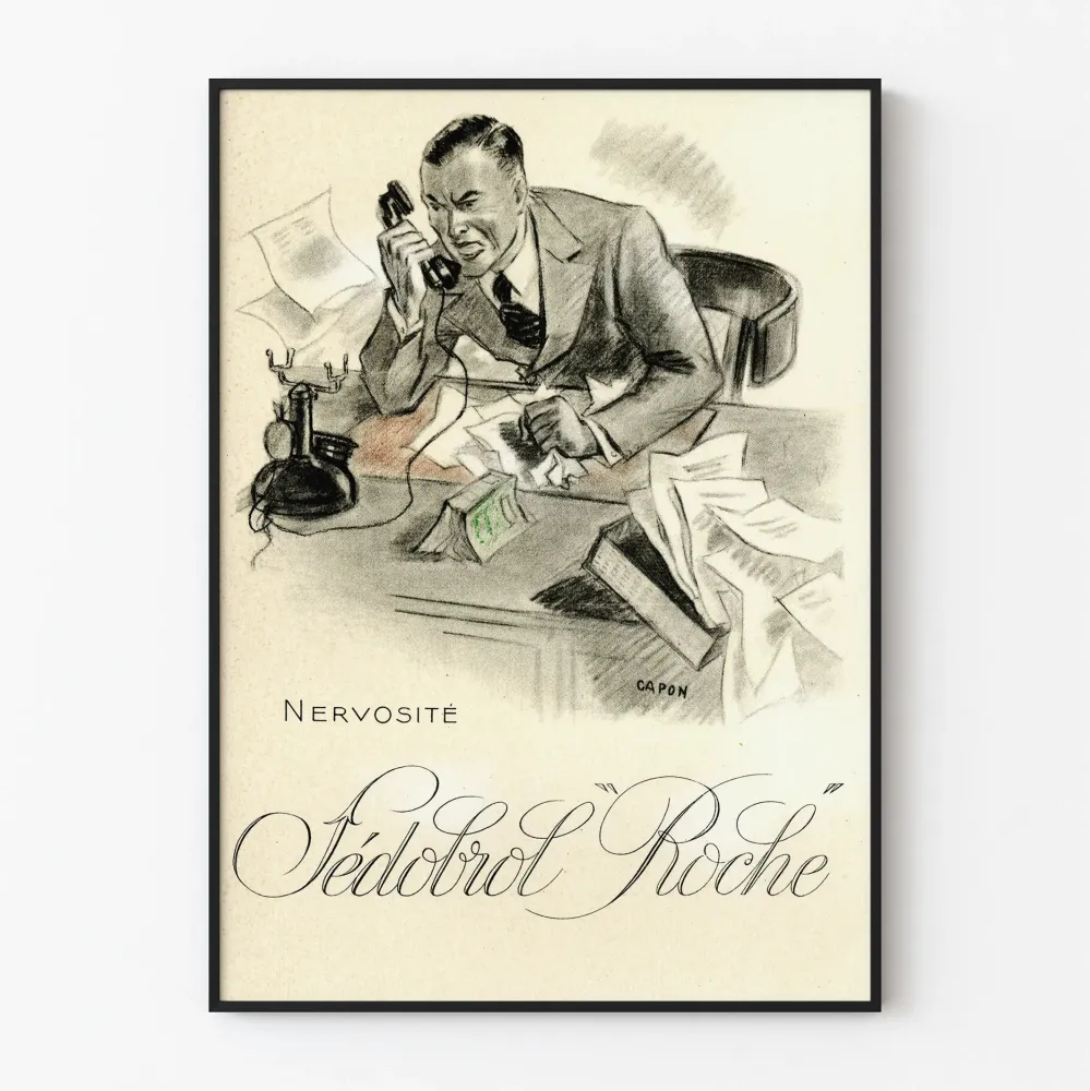 Wintage plakat sceny nerwowości podczas rozmowy telefonicznej