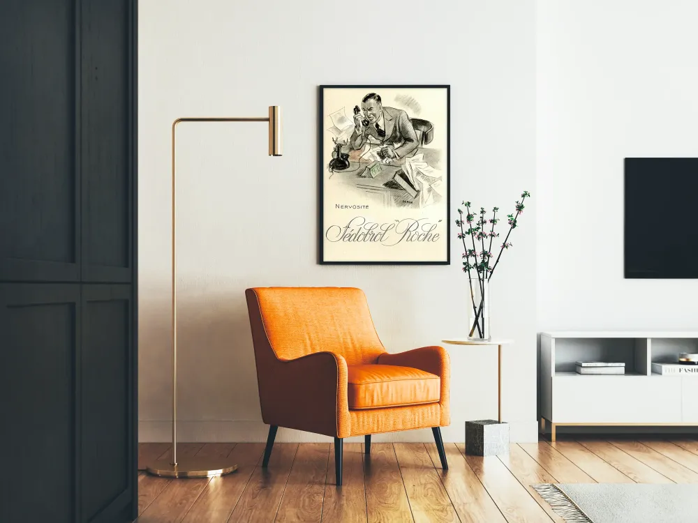 Wintage plakat sceny nerwowości podczas rozmowy telefonicznej