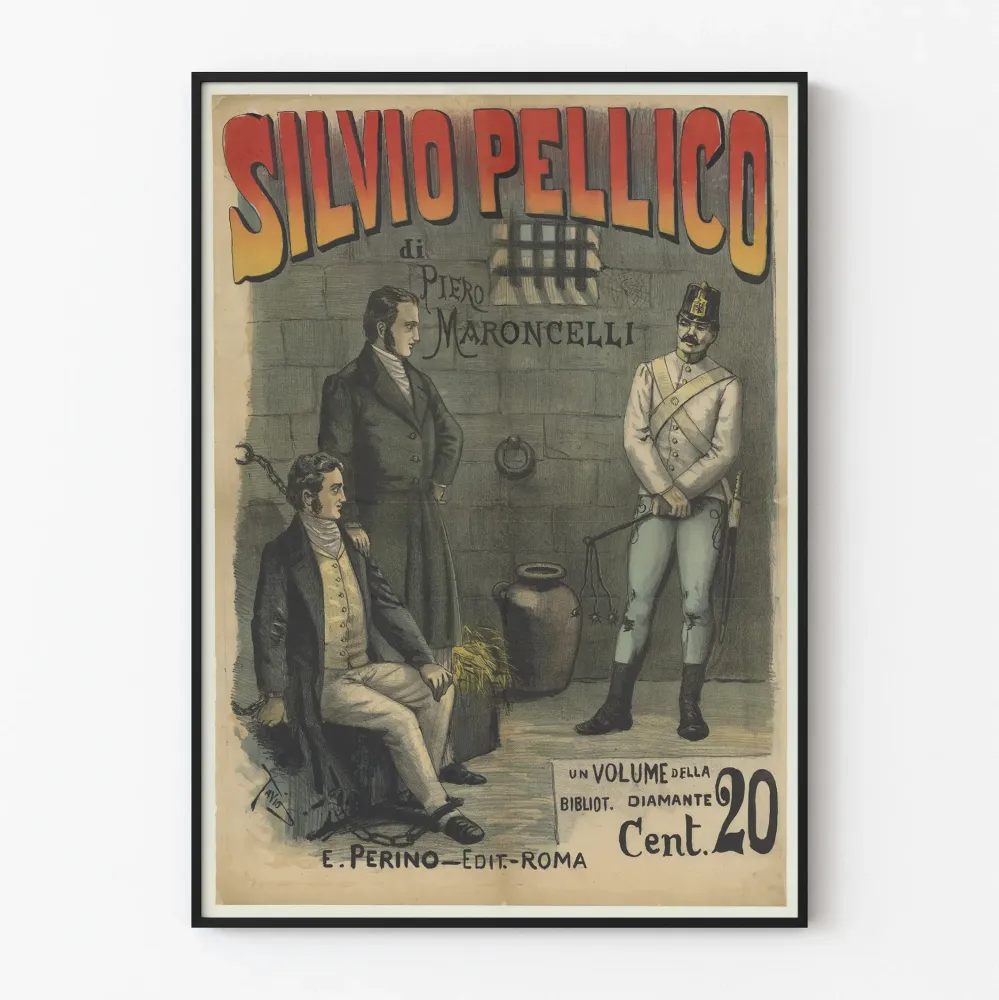 Wintage plakat Silvio Pellico autorstwa Piero Maroncelli do dekoracji ściennej