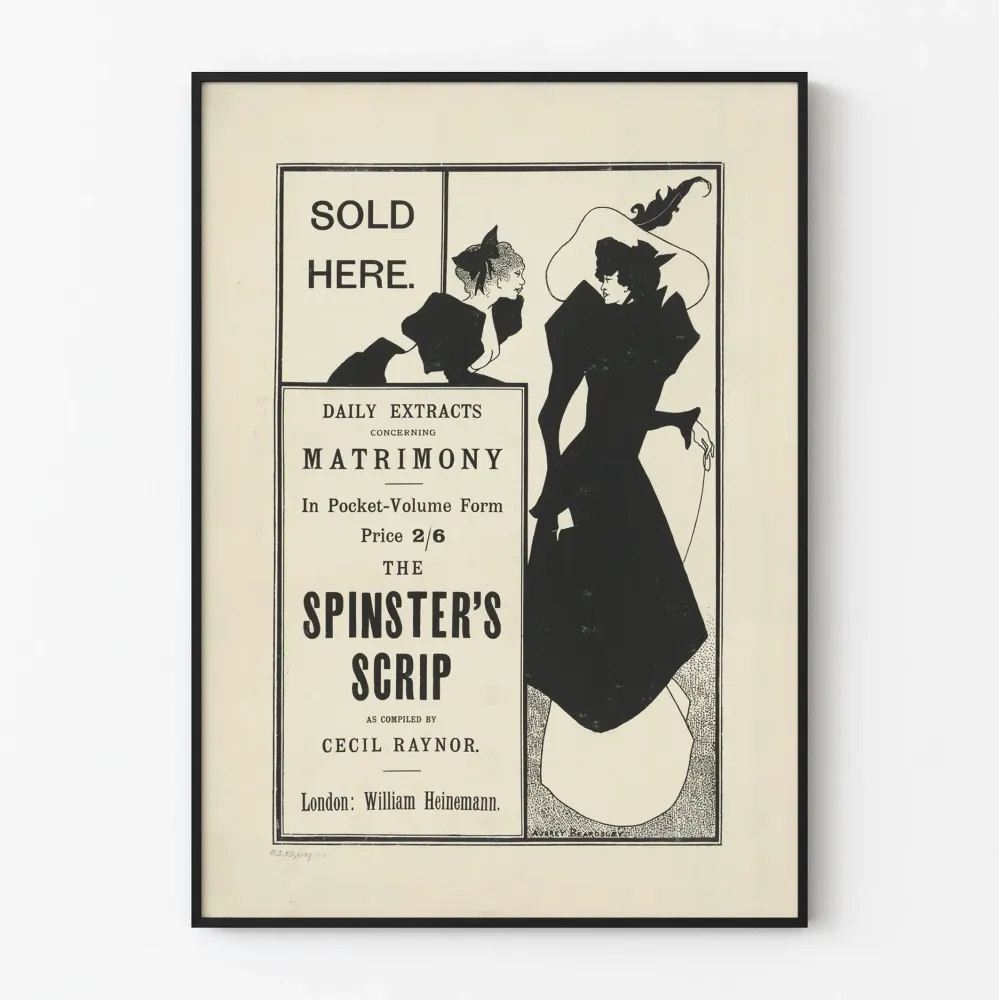 Wintage plakat Spinster's Scrip elegancka dekoracja ścienna