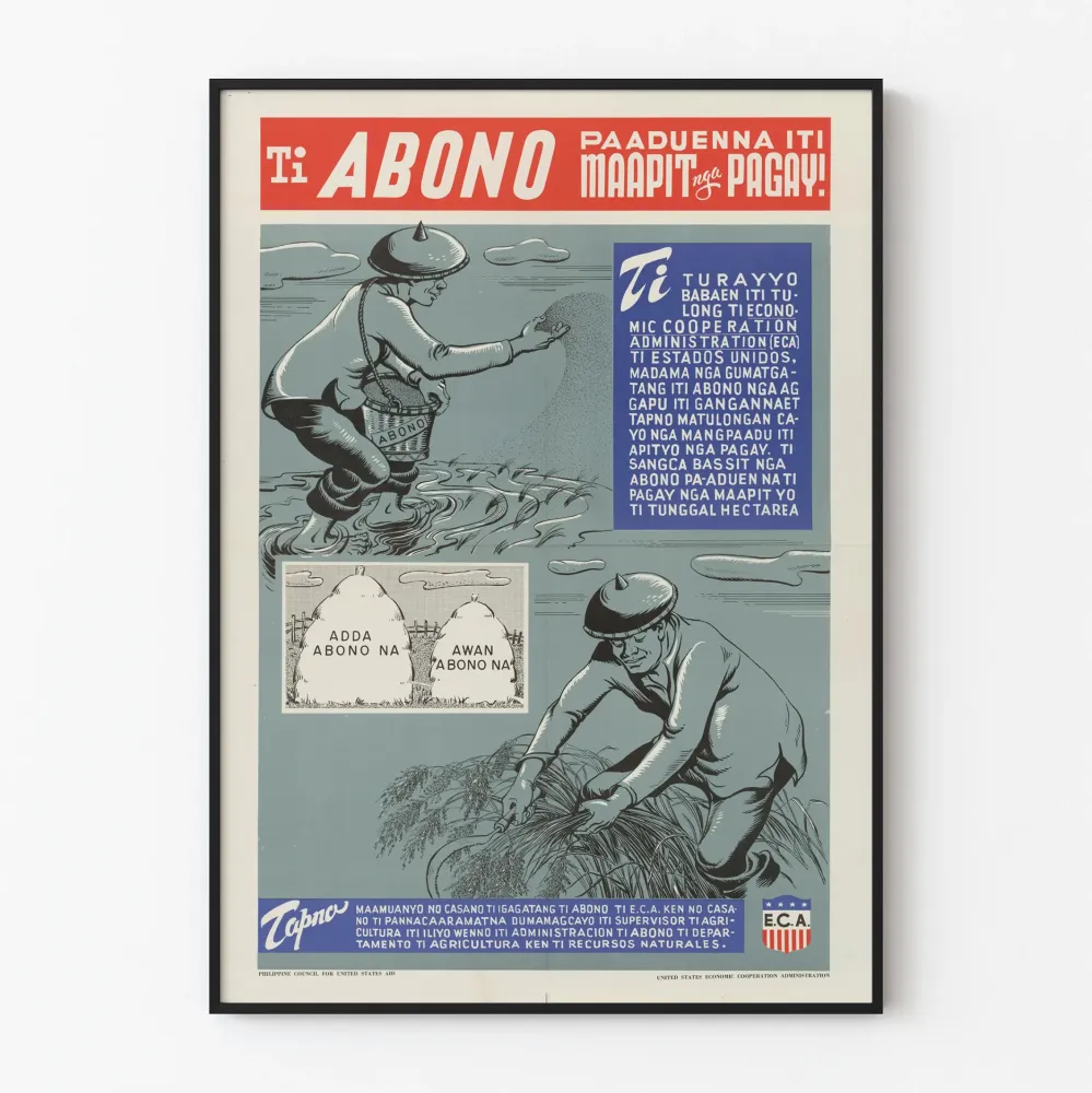 Wintage plakat o stosowaniu nawozów w rolnictwie