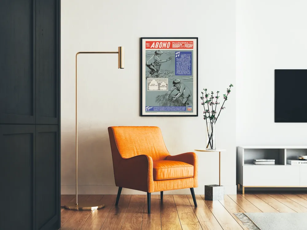 Wintage plakat o stosowaniu nawozów w rolnictwie