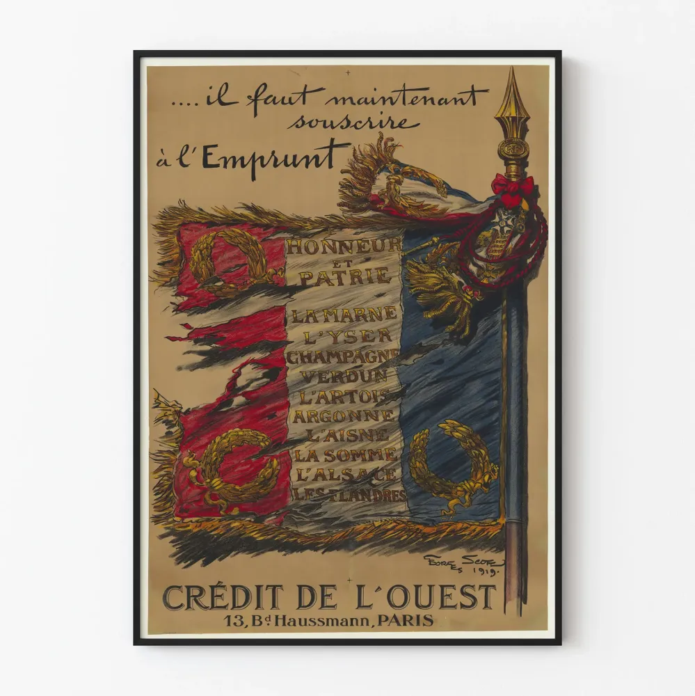 Wintage plakat subskrypcji na Pożyczkę - Patriotyczna dekoracja ścienna