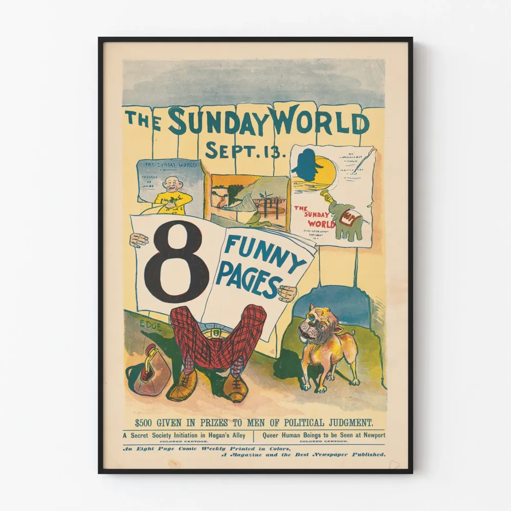 Wintage plakat Sunday World - Plakat dekoracji ściennej z humorem