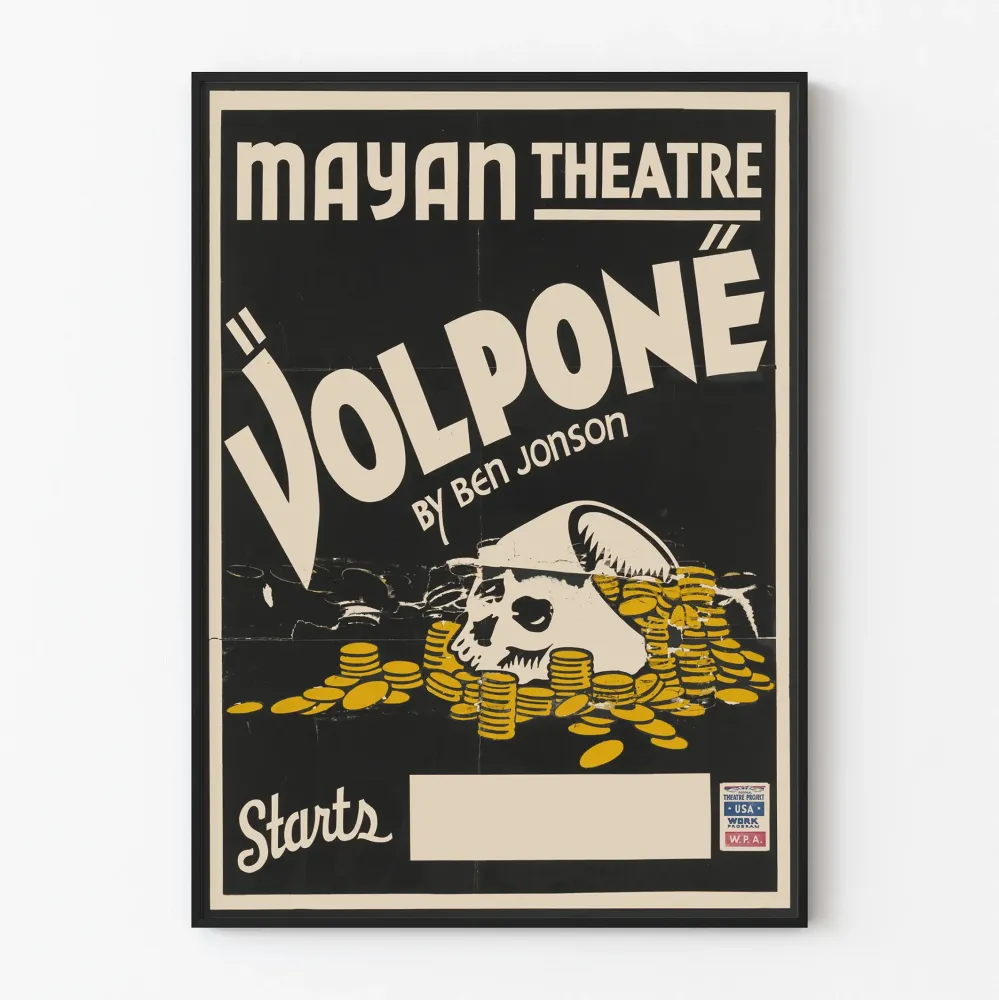 Wintage plakat Volpone teatru Mayan - dramatyczna dekoracja ścienna