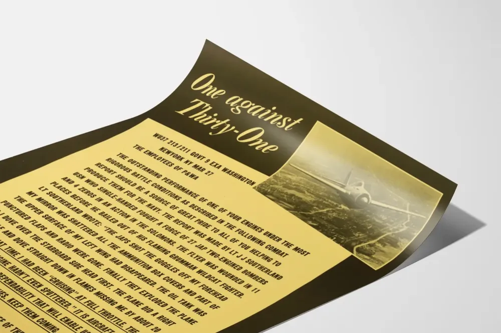 Wintage plakat walki powietrznej „Jeden przeciwko trzydziestu jeden”
