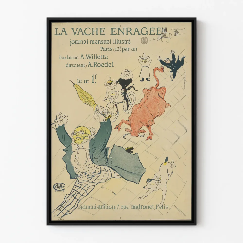 Wintage plakat Wściekł Krowa, ilustrowany dziennik