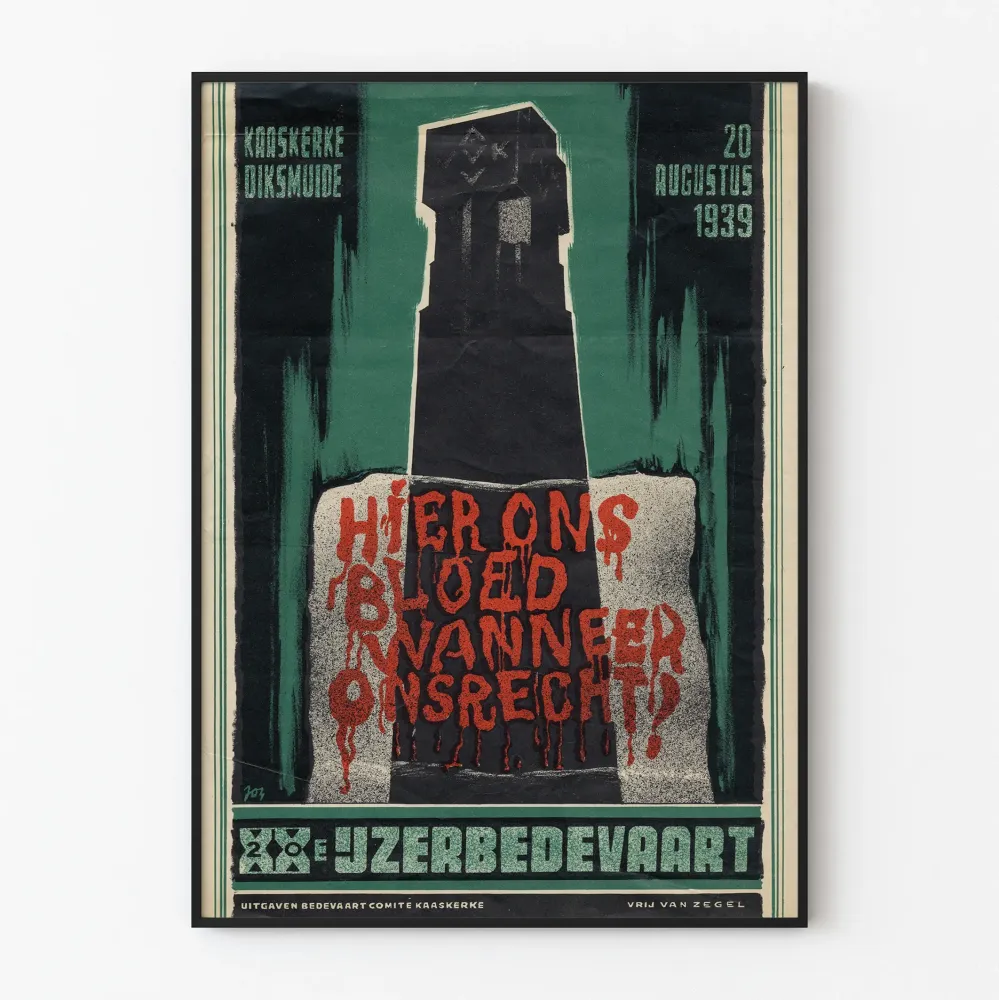 Wintage plakat z XX wieku Pielgrzymka do Żelaza 1939 Kaaskerke Diksmuide
