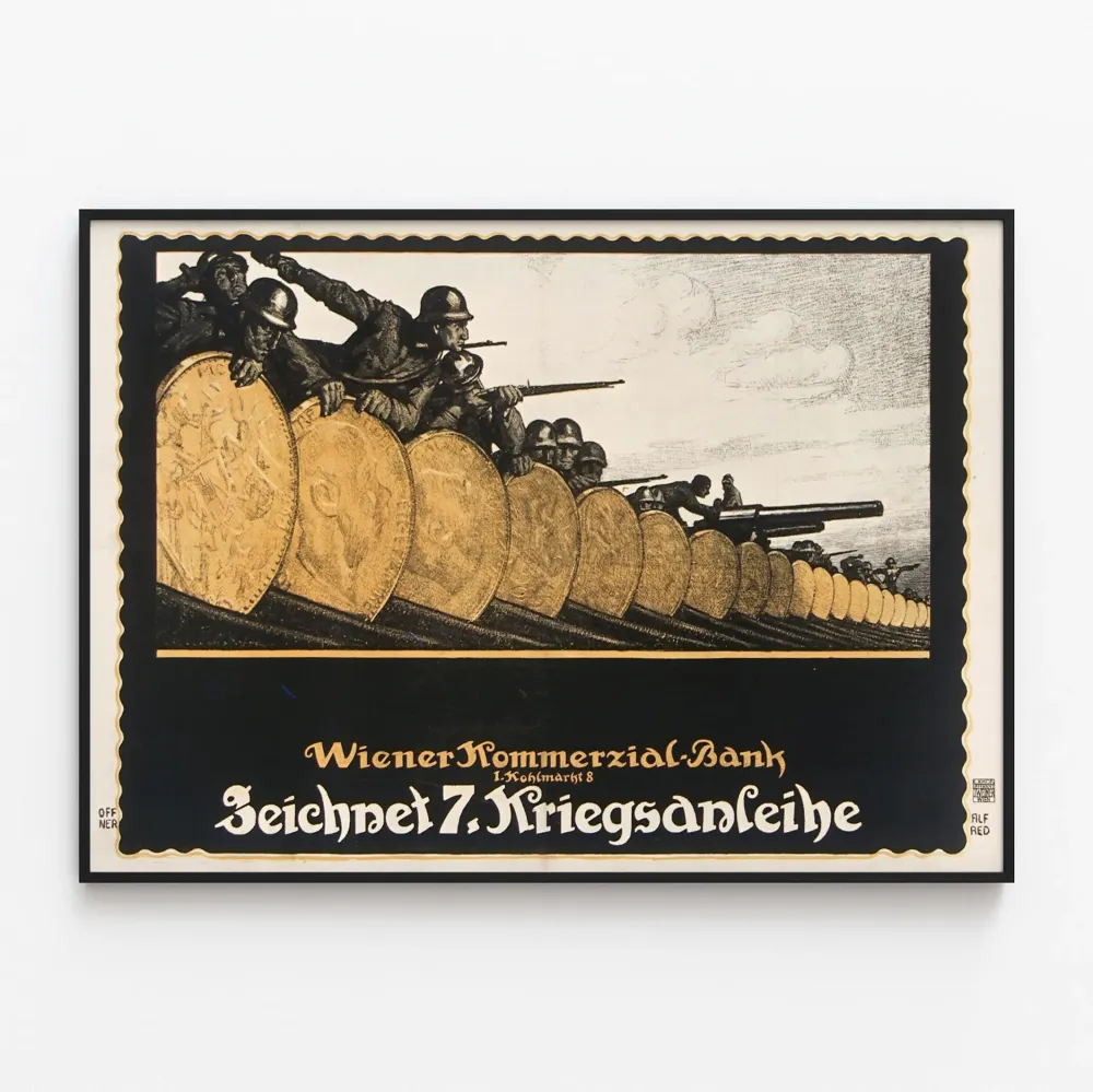 Wintage plakat Wiener Kommerzial Bank na 7. emisję wojenną