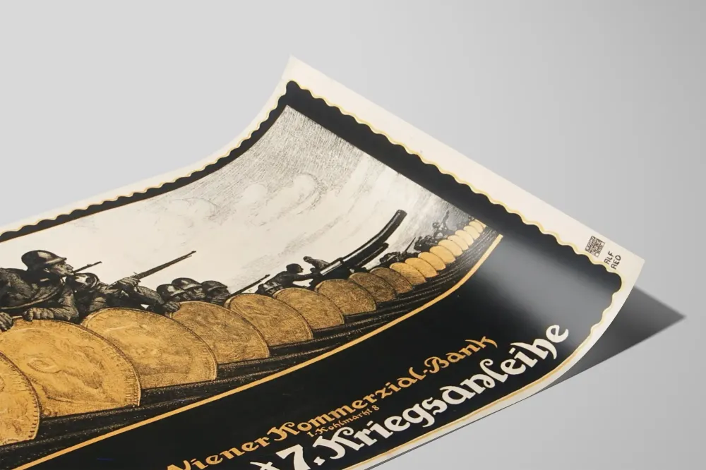 Wintage plakat Wiener Kommerzial Bank na 7. emisję wojenną