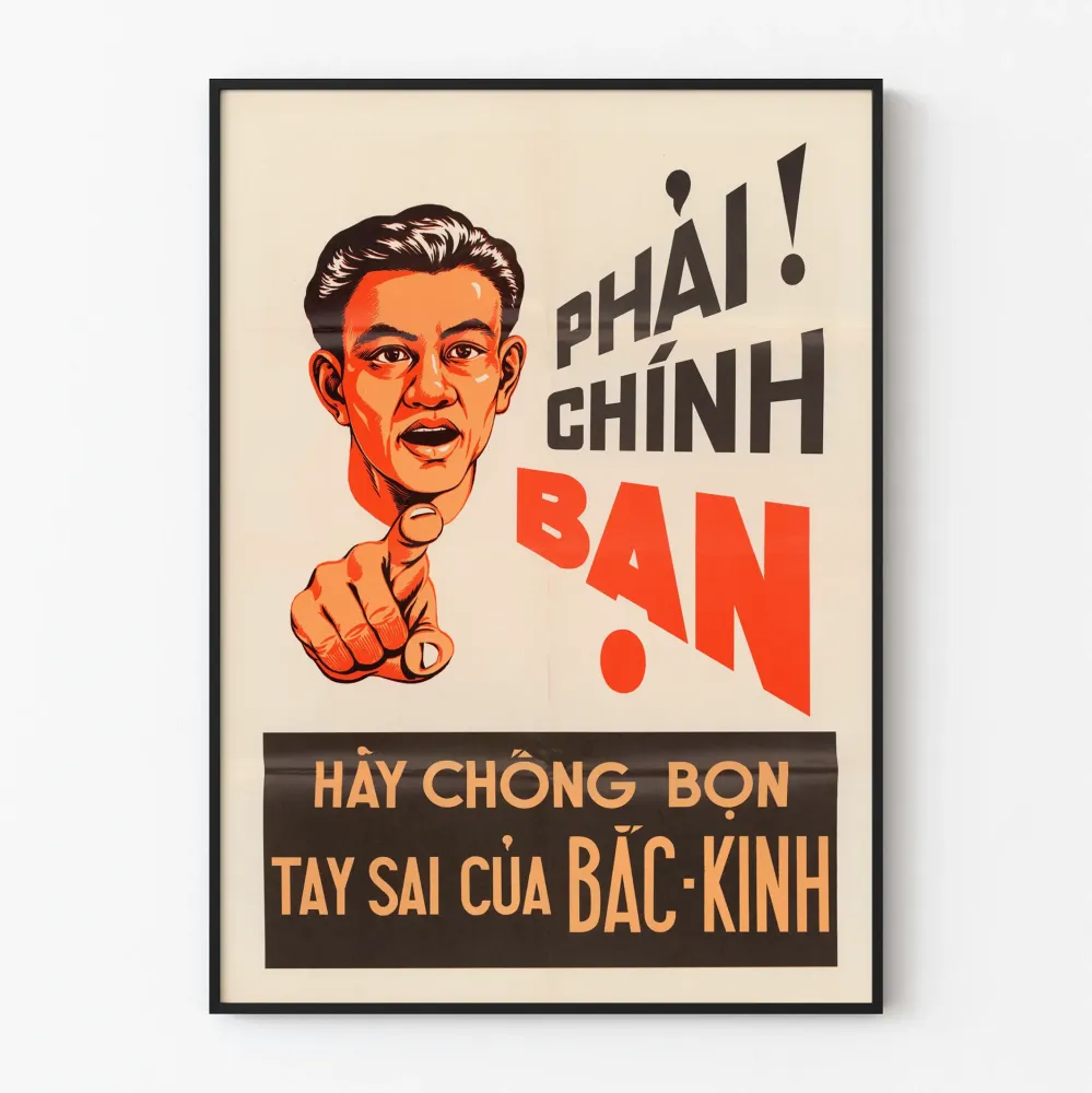 Wintage plakat wietnamski Phải Chính Ban dekoracja ścienna