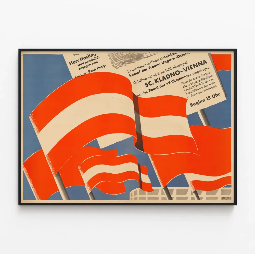 Wintage plakat świąteczny z flagami na Volksstimmefest 1946