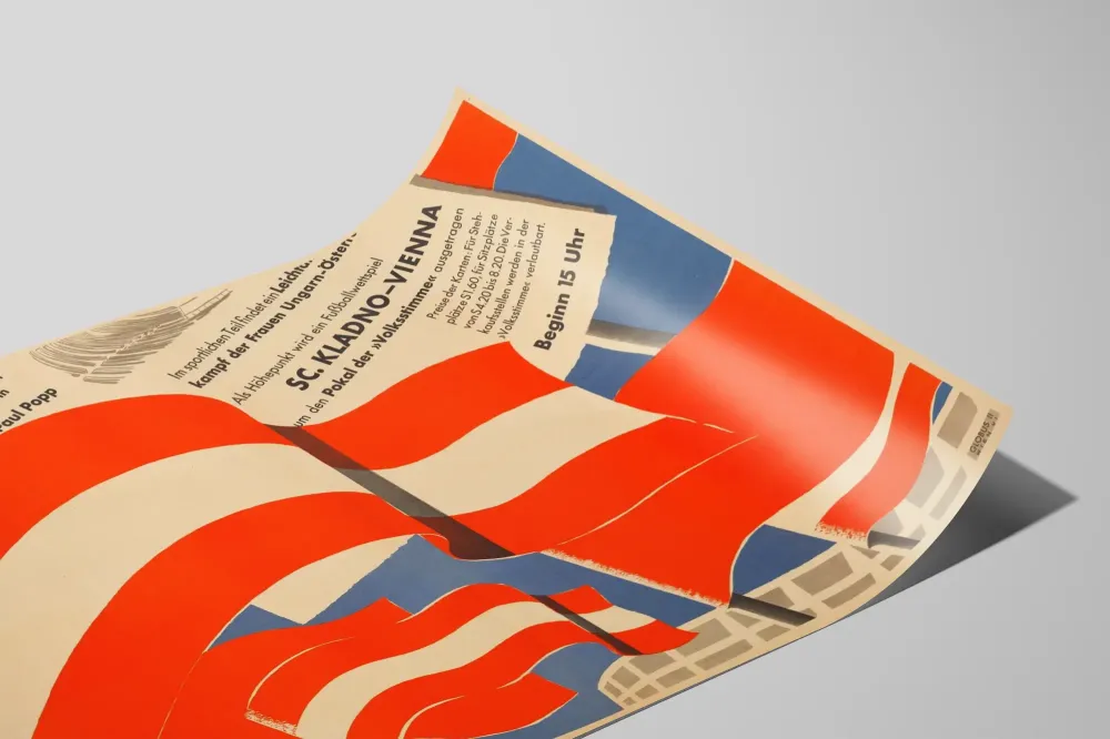 Wintage plakat świąteczny z flagami na Volksstimmefest 1946
