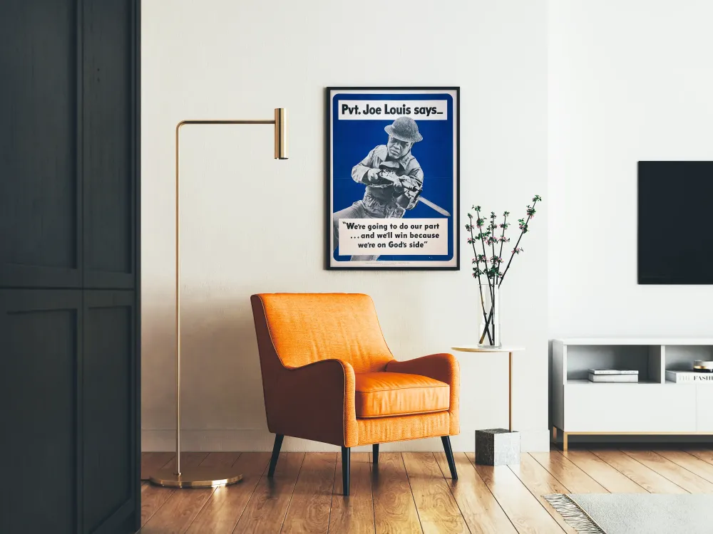 Wintage plakat wojenny Pvt. Joe Louis - Deklaracja zaangażowania i zwycięstwa