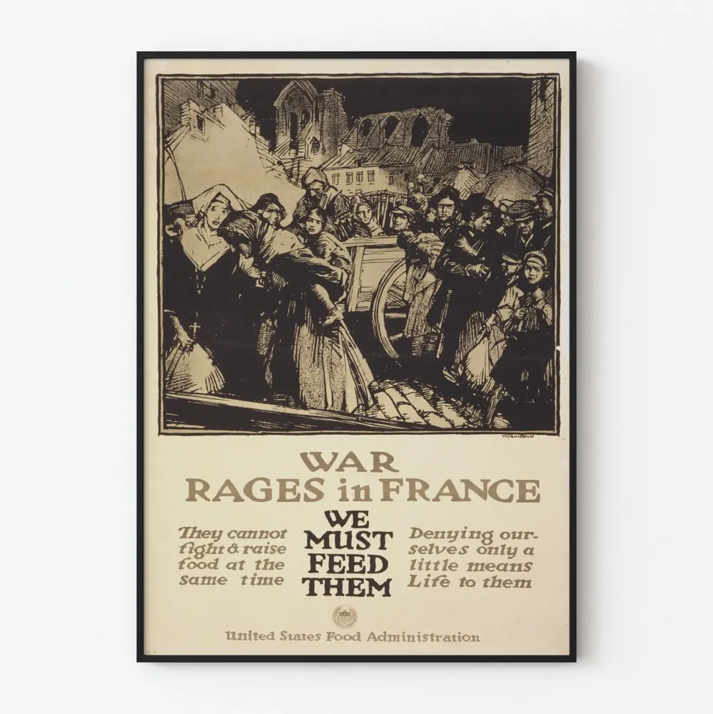 Wintage plakat Wojna we Francji - Plakat edukacyjny o żywności