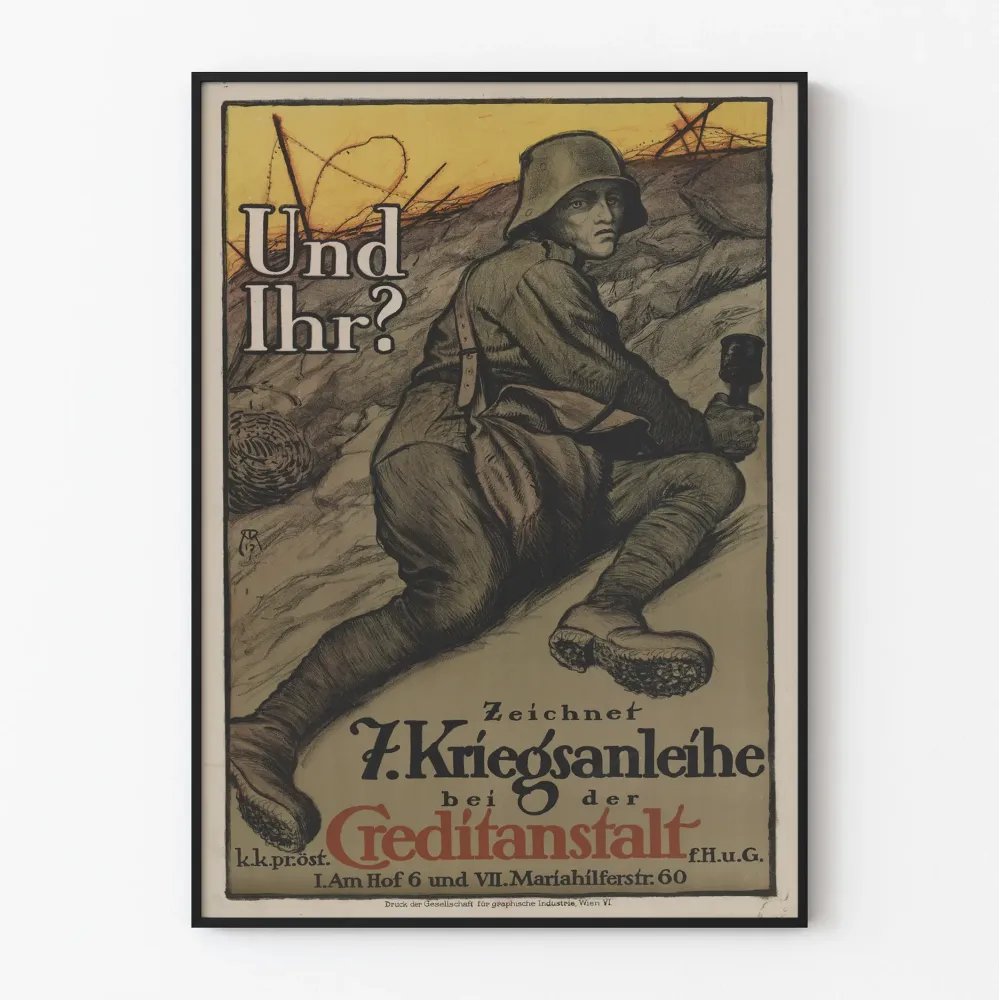 Wintage plakat wojskowy niemiecki na 7. obowiązek wojenny