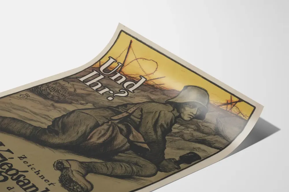 Wintage plakat wojskowy niemiecki na 7. obowiązek wojenny