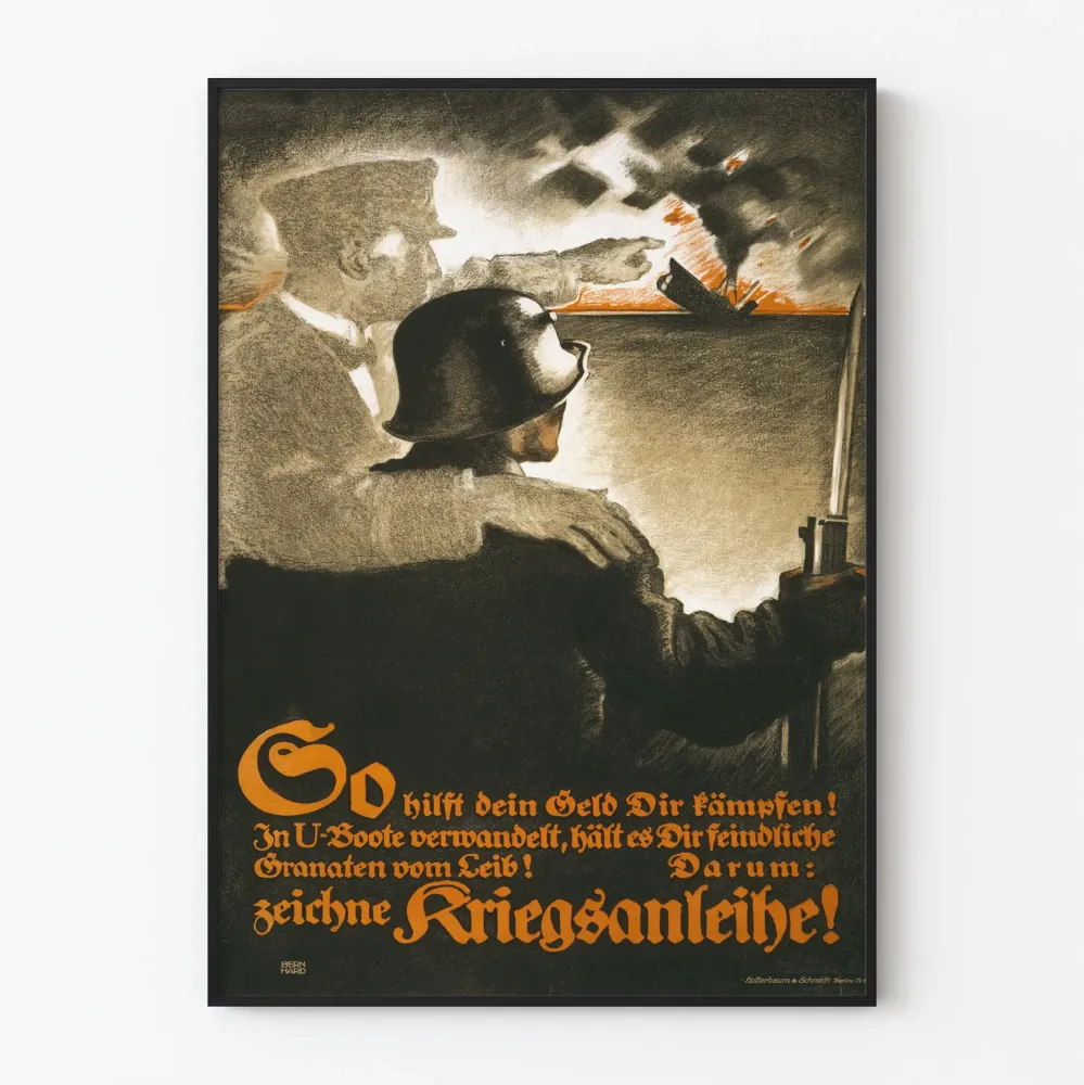 Wintage plakat wojskowy niemiecki - Propaganda wojny podwodnej