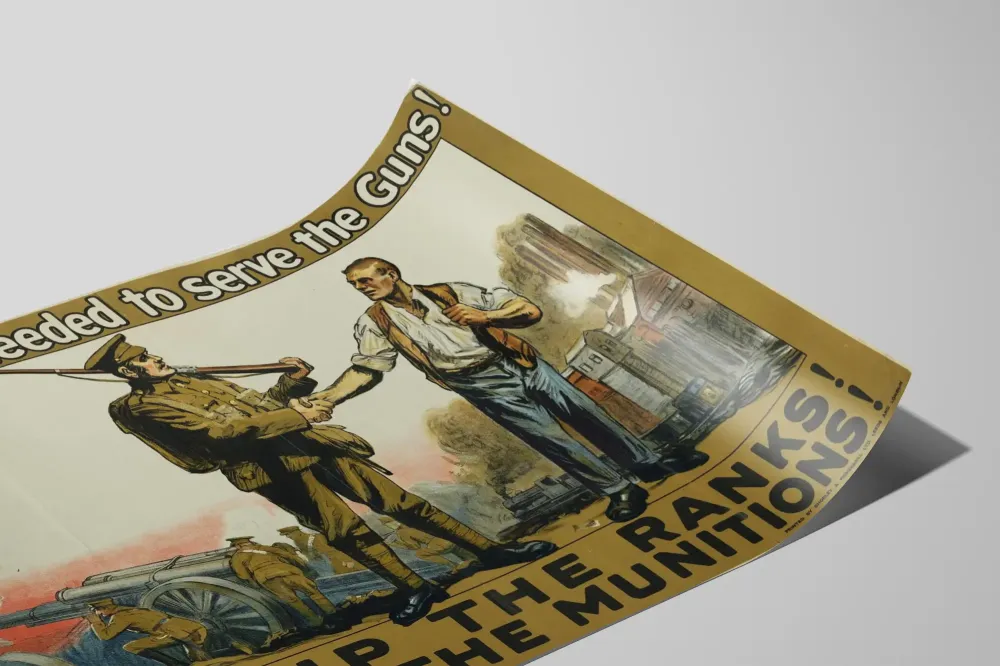 Wintage plakat wojskowy do rekrutacji i produkcji przemysłowej