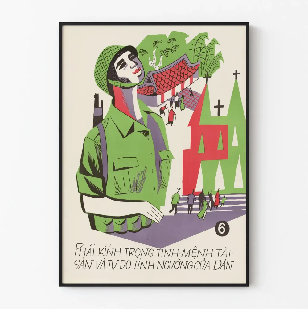 Wintage plakat wojskowy Wietnamu - Szacunek dla własności i wolności