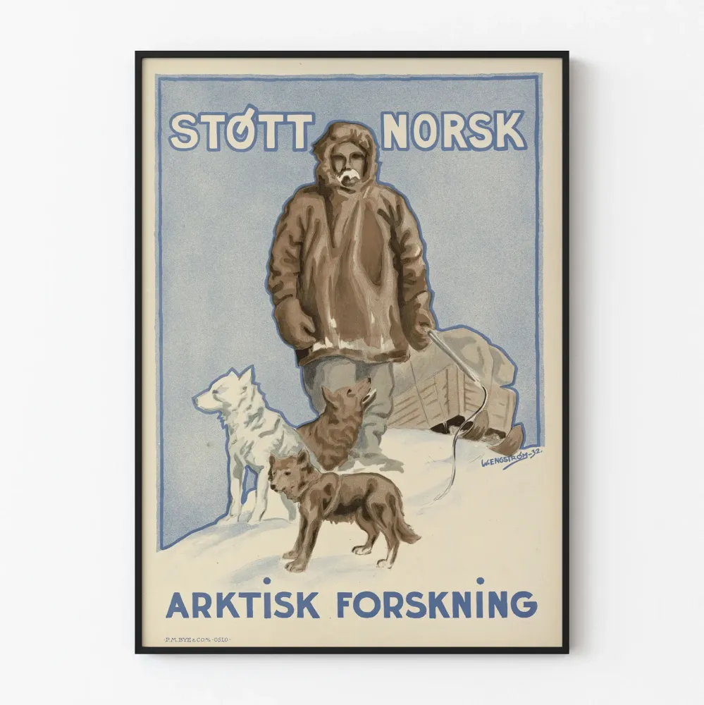 Wintage plakat wsparcia dla norweskich badań arktycznych