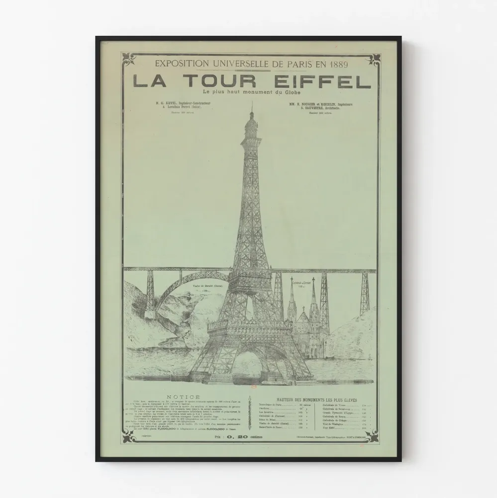 Wintage plakat z Wystawy Światowej 1889 - Wież Eiffla