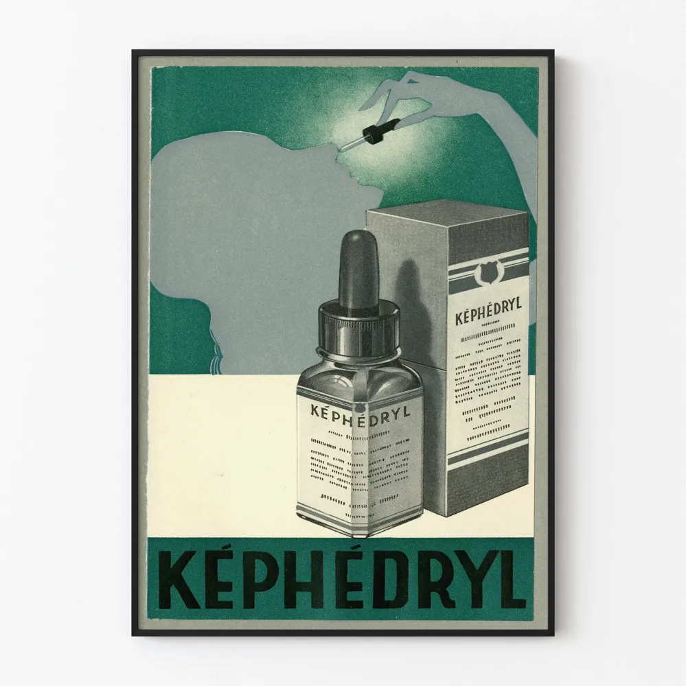 Wintage'owy plakat Képhédryl - Plakat dekoracyjny z lekiem w kroplach