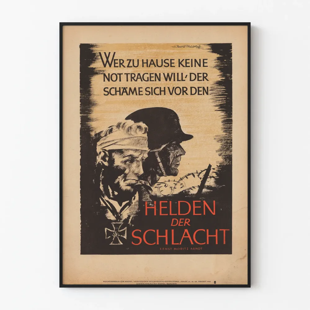Witryna dekoracyjny plakat vintage niemiecki - Bohater bitwy