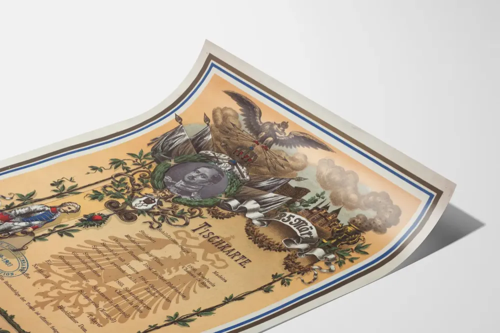 Witryna z plakatem vintage menu na kolację upamiętniającą rok 1890