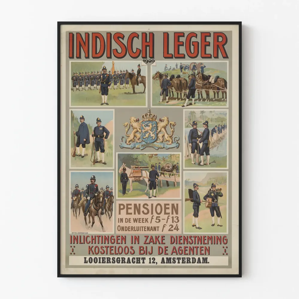 Wojskowy plakat vintage Indisch Leger 1909 dekoracja ścienna